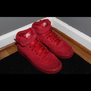 Red suede Air Force 1